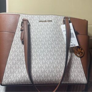 Michael Kors Brown and Cream Tote Bag